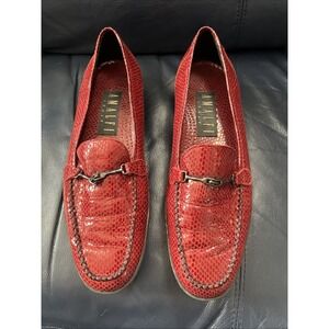 Vintage Red Leather Loafers Amalfi of Italy Size 7.5 Women's  Reptile